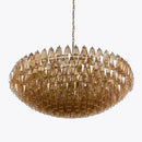 Glass Chandelier Pink Large Amber Accent With Stainless Steel Body Polished Finish