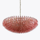 Glass Chandelier Pink Large Amber Accent With Stainless Steel Body Polished Finish