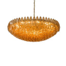 Glass Chandelier Pink Large Amber Accent With Stainless Steel Body Polished Finish