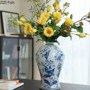 GobekUsa Blue & White Porcelain Vase for Classical Flower Arrangement & Room Aesthetic