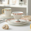 Classical gold-striped ceramic cup and saucer set dining room floral by Decorbites