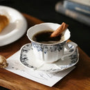 Classical grey blue rose ceramic cup and saucer set dining room mug by Decorbites