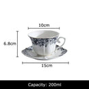 Classical grey blue rose ceramic cup and saucer set dining room mug by Decorbites