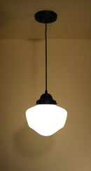 Authentic Original Schoolhouse Milk Glass PENDANT LIGHT Fixture