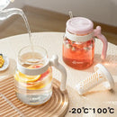 Clear 1000ml glass tumbler with handle and straw kitchen water bottle by Decorbites