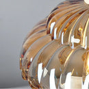 GobekUsa Amber Glass Walnut Wood LED Pendant Lamp with Copper Knob Switch