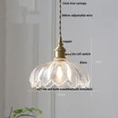 GobekUsa Amber Glass Walnut Wood LED Pendant Lamp with Copper Knob Switch