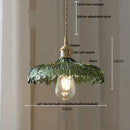 GobekUsa Amber Glass Walnut Wood LED Pendant Lamp with Copper Knob Switch
