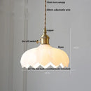 GobekUsa Amber Glass Walnut Wood LED Pendant Lamp with Copper Knob Switch