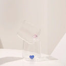 Clear and blue heart tumbler mug kitchen glassware gift by Decorbites