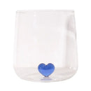 Clear and blue heart tumbler mug kitchen glassware gift by Decorbites