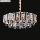 GobekUsa Clear Beveled Crystal Modern Layered Chandelier - Elegant Suspension Lighting for Living Rooms