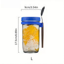 Clear borosilicate drinking glasses set kitchen yogurt jars with lid by Decorbites