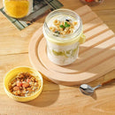 Clear borosilicate drinking glasses set kitchen yogurt jars with lid by Decorbites