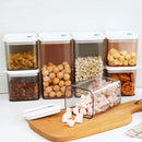 Clear bulk hermetic food storage containers with white lids kitchen by Decorbites
