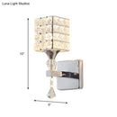 GobekUsa Clear Crystal and Metal Cubic Shade Wall Sconce: Modern, Stylish 1 Light Fixture (Silver/Gold) for Bedroom