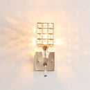 GobekUsa Clear Crystal and Metal Cubic Shade Wall Sconce: Modern, Stylish 1 Light Fixture (Silver/Gold) for Bedroom