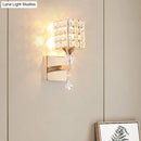 GobekUsa Clear Crystal and Metal Cubic Shade Wall Sconce: Modern, Stylish 1 Light Fixture (Silver/Gold) for Bedroom