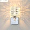 GobekUsa Clear Crystal and Metal Cubic Shade Wall Sconce: Modern, Stylish 1 Light Fixture (Silver/Gold) for Bedroom