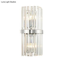GobekUsa Clear Crystal Cylinder Wall Sconce in Chrome - Contemporary 2 Light Bedroom Lighting Fixture