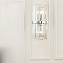 GobekUsa Clear Crystal Cylinder Wall Sconce in Chrome - Contemporary 2 Light Bedroom Lighting Fixture