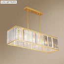 GobekUsa Clear Crystal Island Pendant Light - Minimalistic Rectangular Design, 4 Heads - Ideal for Living Room Ceiling