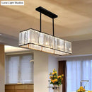 GobekUsa Clear Crystal Island Pendant Light - Minimalistic Rectangular Design, 4 Heads - Ideal for Living Room Ceiling