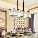 GobekUsa Clear Crystal Island Pendant Light with 5 Bulbs for Modern Dining Rooms