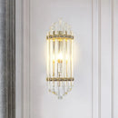 GobekUsa Clear Crystal Pipe Flush Wall Sconce - Mid Century 1 Light for Living Room