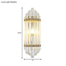 GobekUsa Clear Crystal Pipe Flush Wall Sconce - Mid Century 1 Light for Living Room