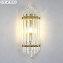 GobekUsa Clear Crystal Pipe Flush Wall Sconce - Mid Century 1 Light for Living Room
