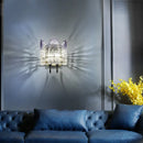 GobekUsa Clear Crystal Wall Sconce - Modern 2-Light Fixture for Living Room