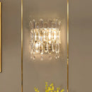 GobekUsa Clear Crystal Wall Sconce with 2 Semi-Drum Heads - Modern Living Room Lighting Fixture