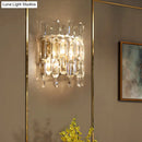 GobekUsa Clear Crystal Wall Sconce with 2 Semi-Drum Heads - Modern Living Room Lighting Fixture