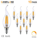 Clear dimmable led filament candle bulbs silver base dining room by Decorbites