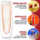 GobekUsa Double Wall Stemless Champagne Glasses Set for Wedding - 6Pcs