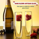 GobekUsa Double Wall Stemless Champagne Glasses Set for Wedding - 6Pcs
