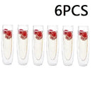 GobekUsa Double Wall Stemless Champagne Glasses Set for Wedding - 6Pcs