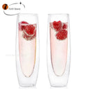 GobekUsa Double Wall Stemless Champagne Glasses Set for Wedding - 6Pcs