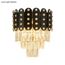 GobekUsa Clear Faceted Crystal Wall Lighting: 3-Light, 3-Tier, Wall Mounted. Contemporary Design in Black.