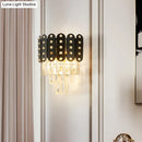 GobekUsa Clear Faceted Crystal Wall Lighting: 3-Light, 3-Tier, Wall Mounted. Contemporary Design in Black.