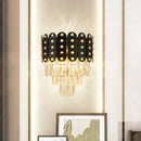 GobekUsa Clear Faceted Crystal Wall Lighting: 3-Light, 3-Tier, Wall Mounted. Contemporary Design in Black.