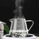 Clear glass coffee pot with measurement markings for kitchen by Decorbites