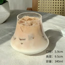 Clear glass cold brew latte drinkware set with wooden coaster kitchen by Decorbites