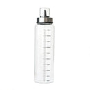Clear glass condiment bottle set with measurements for kitchen by Decorbites