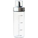 Clear glass condiment bottle set with measurements for kitchen by Decorbites