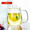 Clear glass floral tea cup with filter and lid kitchen teaware by Decorbites