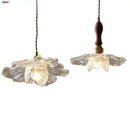 GobekUsa Acrylic LED Pendant Light: Copper Walnut Wood Flower Hang Lamp