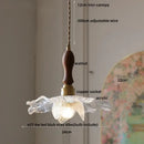 GobekUsa Acrylic LED Pendant Light: Copper Walnut Wood Flower Hang Lamp