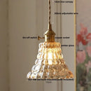 GobekUsa Acrylic LED Pendant Light: Copper Walnut Wood Flower Hang Lamp